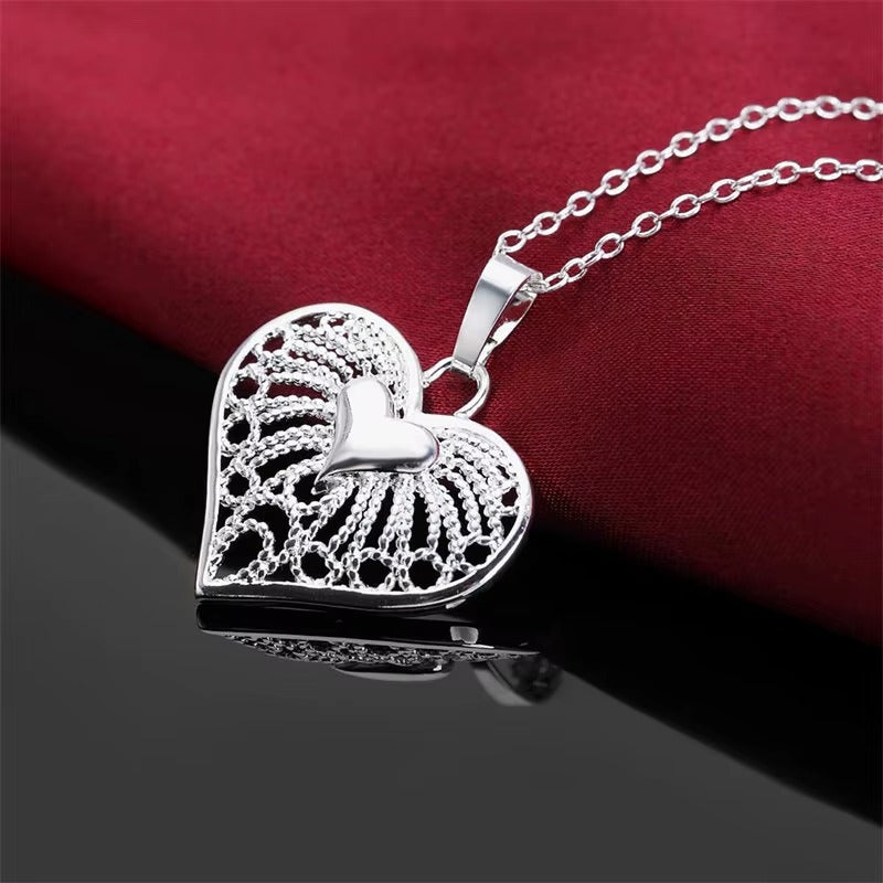 Collar de corazón fino de Plata