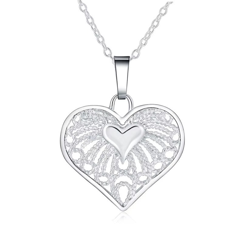 Collar de corazón fino de Plata