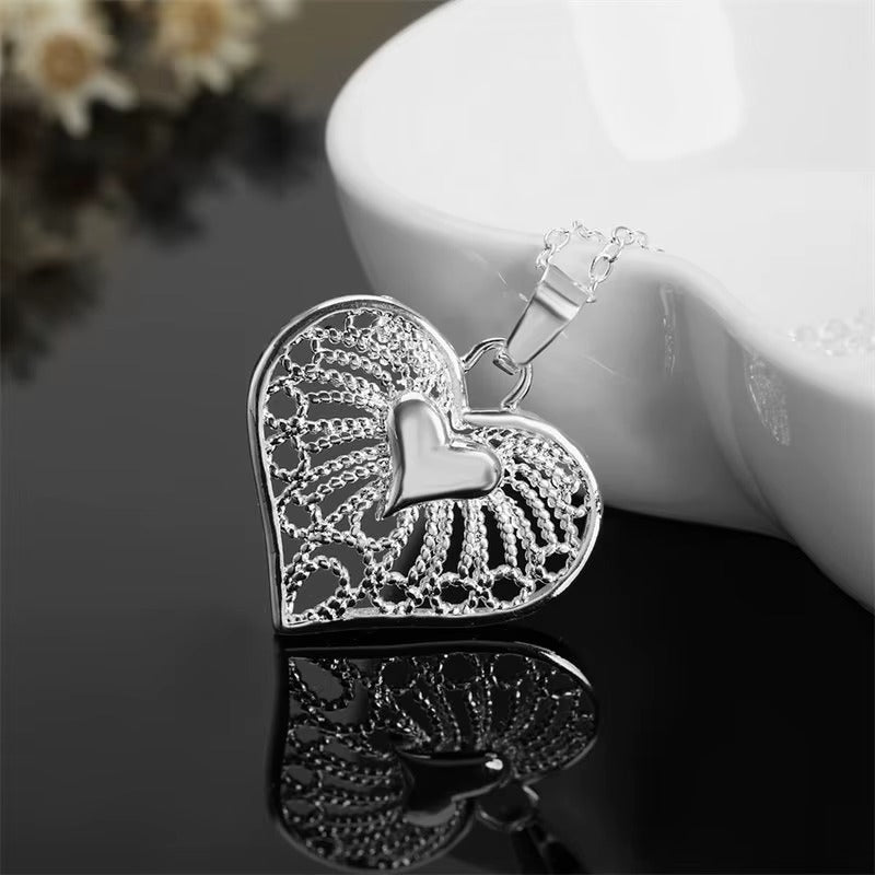 Collar de corazón fino de Plata